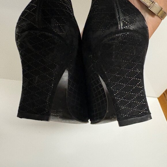 Rangoni Firenze Black Suede Leather Heels Size 7.5B Italy Elegant Womens Shoes - Picture 8 of 10